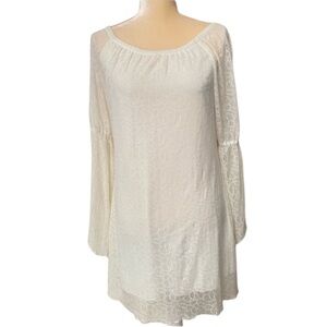 Live 4 Truth Beige Lace Dress – Long Pointed Sleeve Sz M